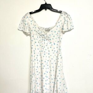 White Dress with Light Blue Polka Dots